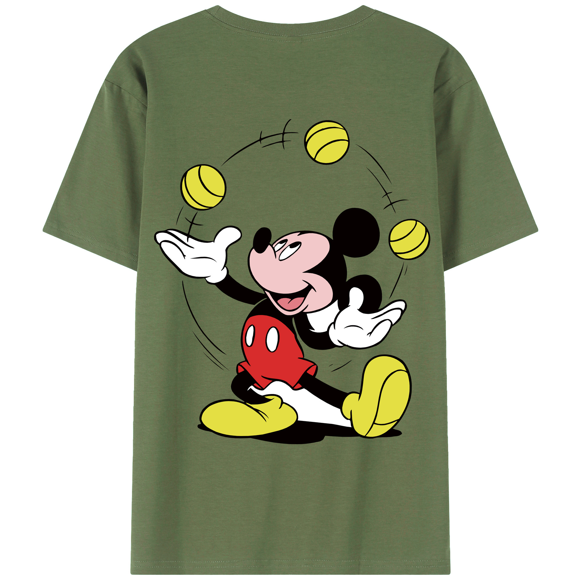 ミッキーマウス Mickey Mouse 綿100％ メンズ半袖Tシャツ（バックプリント） 通気性